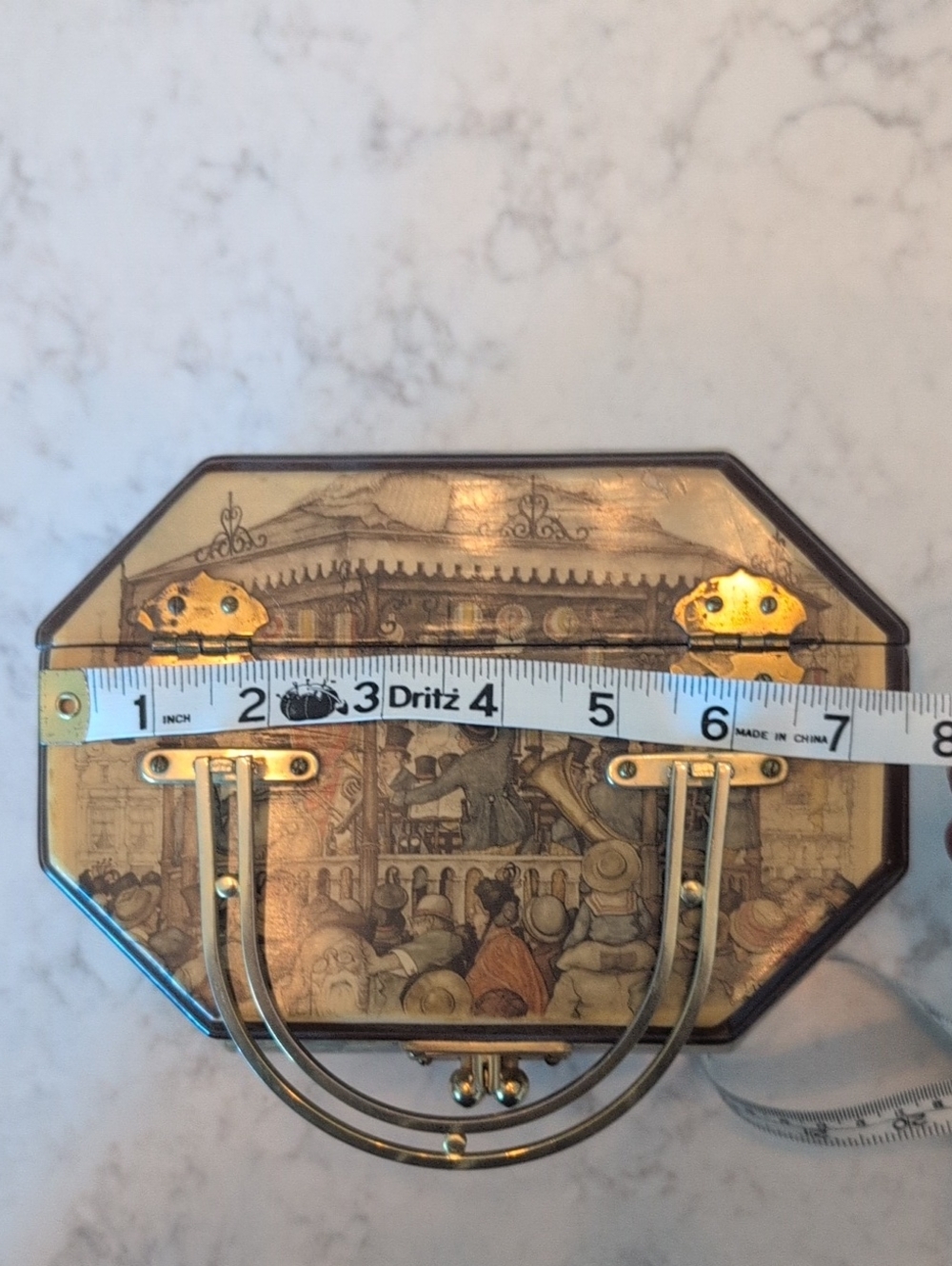Vintage Anton Pieck Wood & Decoupage Jewelry Box Handbag - Picture 16 of 16